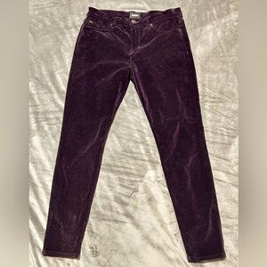 Hudson Velour Skinny Pants, Eggplant, size 28, Great Condition